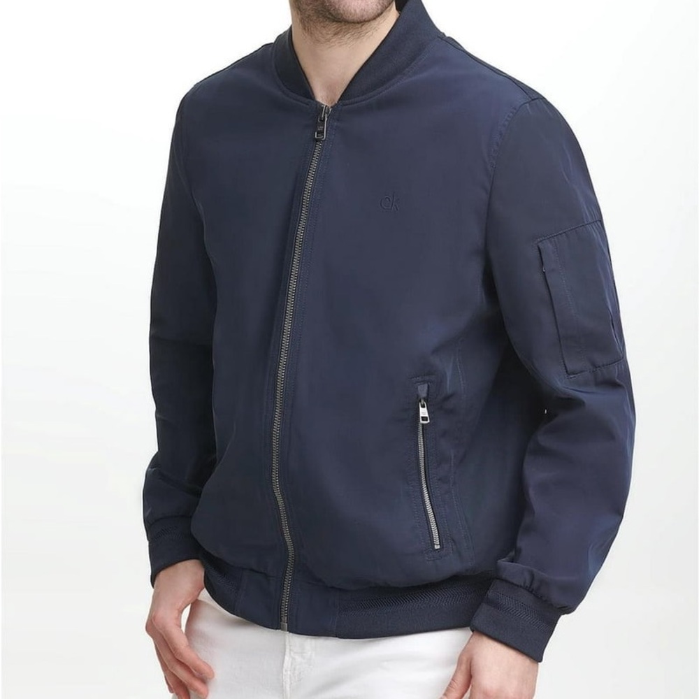 Men's Navy Calvin Klein Flight Bomber Jacket NWT